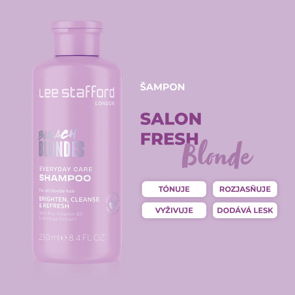 Lee Stafford Bleach Blondes Everyday Care Shampoo, šampon pro každodenní péči blond vlasů, 250 ml