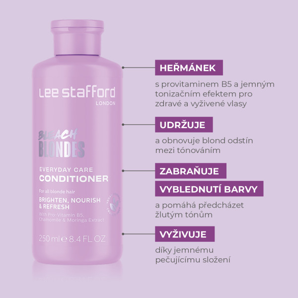 Lee Stafford Bleach Blondes Everyday Care Conditioner, kondicionér pro každodenní péči o blond vlasy, 250 ml