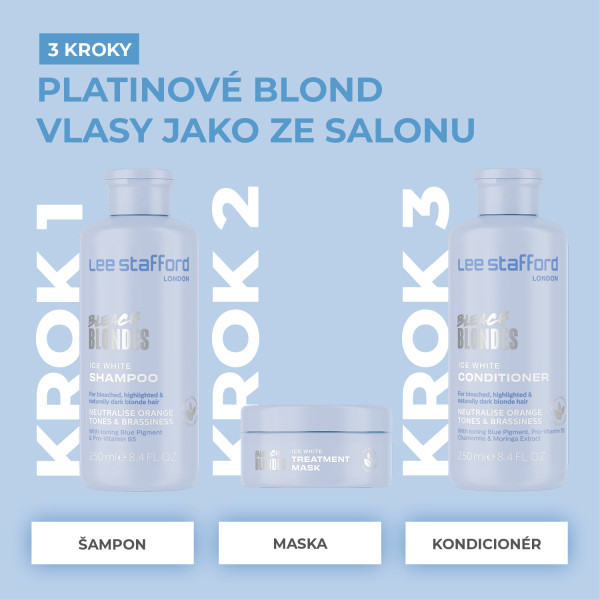 Lee Stafford Bleach Blondes Ice White kondicionér s modrým pigmentem, 250 ml