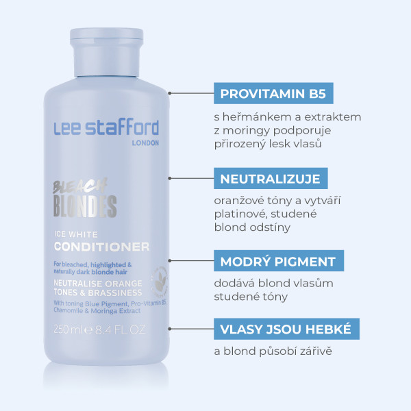 Lee Stafford Bleach Blondes Ice White kondicionér s modrým pigmentem, 250 ml