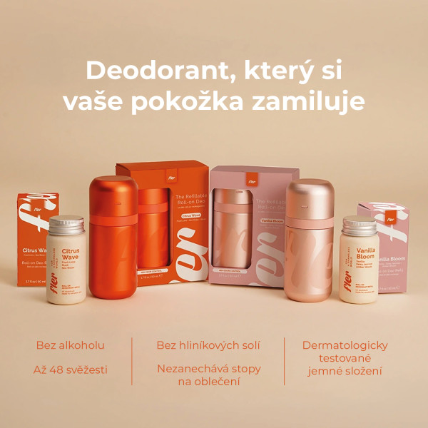 FLER deodorant Starter Set Citrus Wave, roll-on deodorant s vyměnitelnou náplní, 50 ml