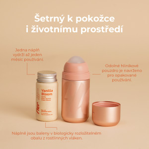 FLER deodorant Starter Set Vanilla Bloom, roll-on deodorant s vyměnitelnou náplní, 50 ml