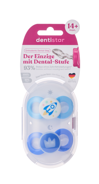Dentistar Day & Night Soother, denní a noční dudlík, od 14 měsíců, modrý