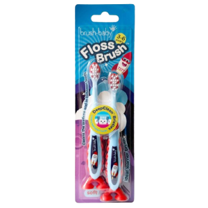 Brush-baby Rocket FlossBrush™, dětský zubní kartáček s raketami, 2 ks, 3-6 let