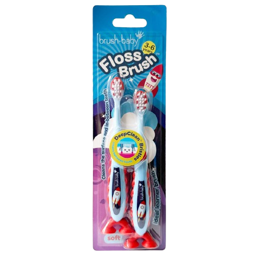 Brush-baby Rocket FlossBrush™, dětský zubní kartáček s raketami, 2 ks, 3-6 let