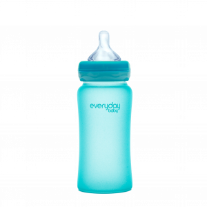 Everyday Baby skleněná láhev s termo senzorem, 240 ml, modrá