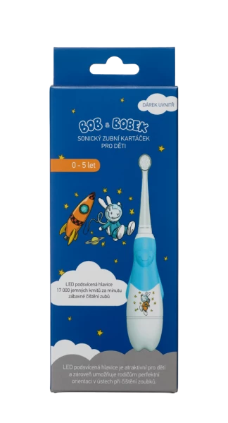 Bob a Bobek baby dětský sonický kartáček s kosmonautem, 0-5 let, v krabičce