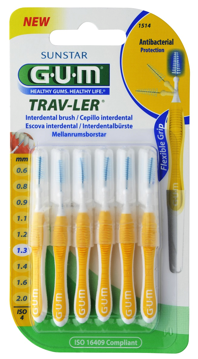 GUM TRAV-LER mezizubní kartáček s chlorhexidinem, kónický, ISO 3, 1,3 mm, 6 ks