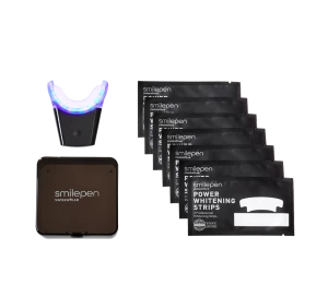Smilepen Whitening Strips Kit – 7denní kúra pro intenzivní bělení zubů pomocí bělicích pásek s bezdrátovým LED akcelerátorem