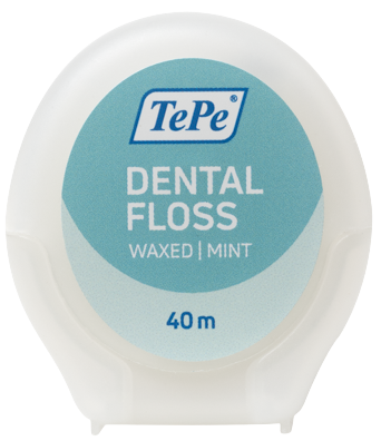 TePe Dental Floss, expandující voskovaná zubní nit s mátovou příchutí, 40 m