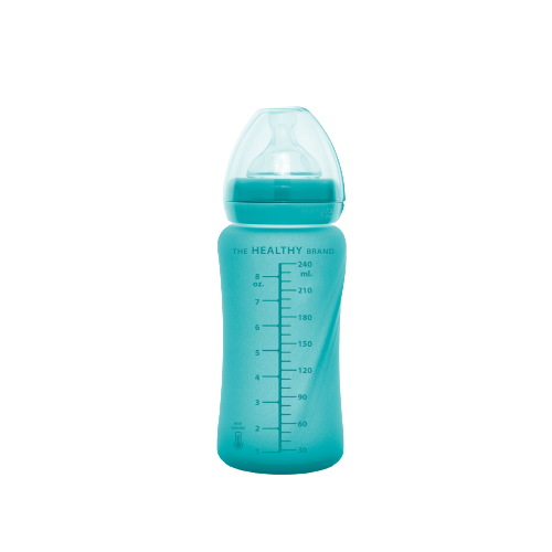 Everyday Baby skleněná láhev s termo senzorem 240 ml, Turquoise