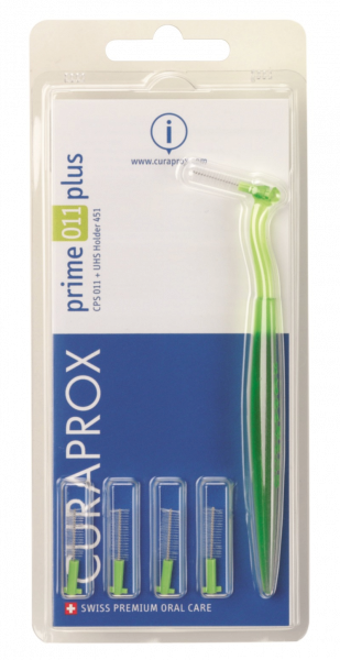 Curaprox CPS 011 prime plus mezizubní kartáčky, zelené, 5 ks + držák