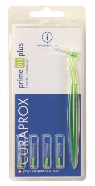 Curaprox CPS 011 prime plus mezizubní kartáčky, zelené, 5 ks + držák