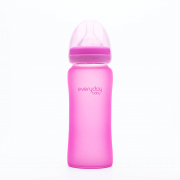 Everyday Baby skleněná láhev s termo senzorem, 300 ml, růžová