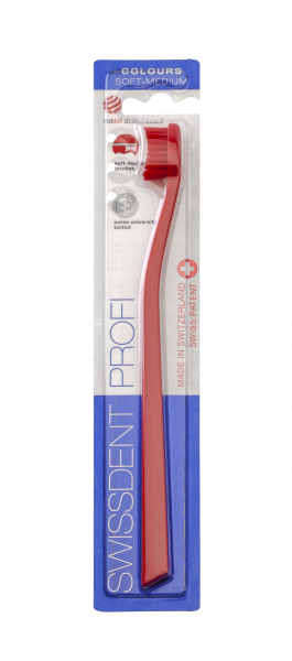SWISSDENT COLOURS zubní kartáček, Soft-Medium, červený