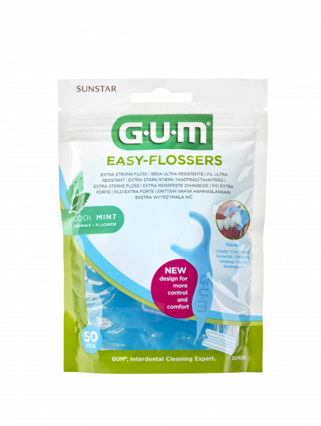 GUM Easy-Flossers Cool Mint, 50 ks + cestovní pouzdro