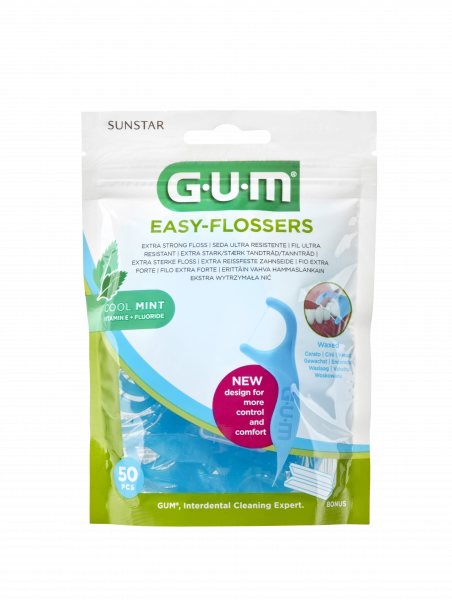 GUM Easy-Flossers Cool Mint, 50 ks + cestovní pouzdro