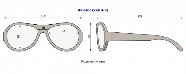 BABIATORS Original Aviator sluneční brýle, tmavě modré, 3-5 let