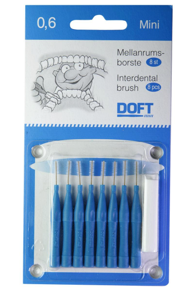 DOFT mezizubní kartáčky 0,6 mm, modré, 8 ks