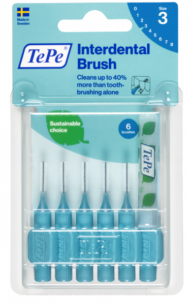 TePe Original mezizubní kartáčky z bioplastu 0,6 mm, modré, 6 ks