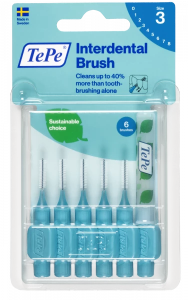 TePe Original mezizubní kartáčky z bioplastu 0,6 mm, modré, 6 ks