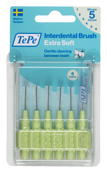 TePe Extra soft mezizubní kartáčky 0,8 mm, světle zelené, 6 ks