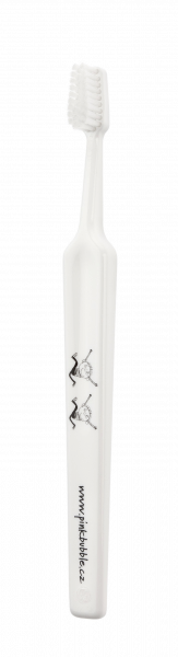 TePe Select Compact x-soft, zubní kartáček s logem Pink Bubble, bílý