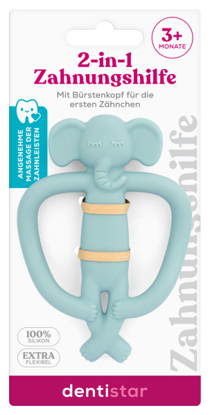 Dentistar 2-in-1 Teething Aid, kousátko slon, 1 ks
