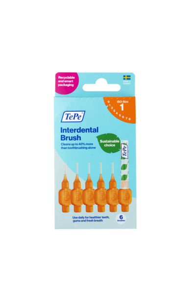 TePe Original mezizubní kartáčky z bioplastu 0,45 mm, oranžové, 6 ks, krabička