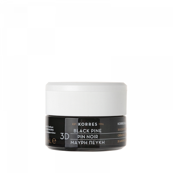 KORRES Black Pine 3D - zpevňující a liftingový noční krém s černou borovicí pro 3D obnovu kontur obličeje, 40 ml