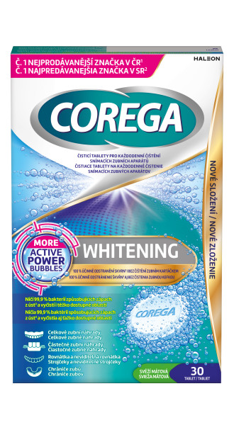 Corega tablety čistící Whitening, 30 ks tablet