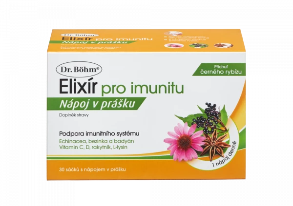 Dr. Böhm Elixír pro imunitu, 30 sáčků v balení s příchutí černého rybízu