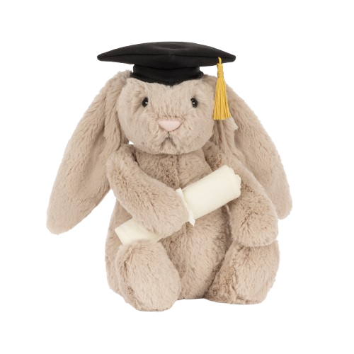 Jellycat Bashful Bunny v absolventském outfitu