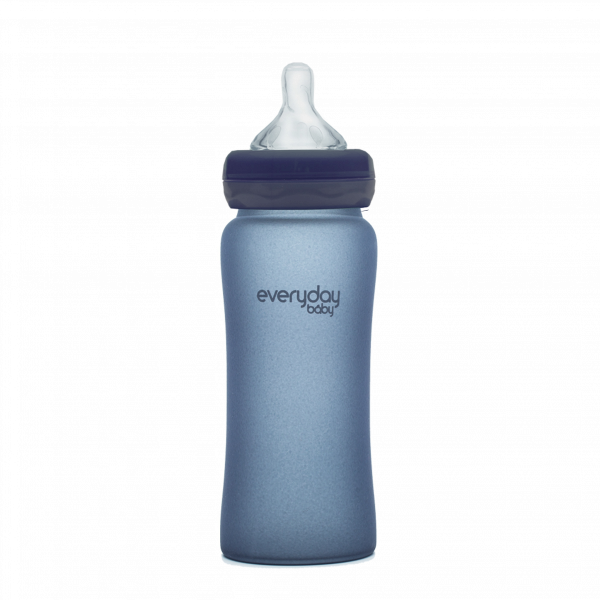 Everyday Baby skleněná láhev s termo senzorem, 300 ml, tmavě modrá