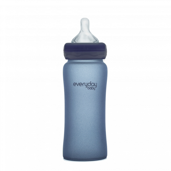 Everyday Baby skleněná láhev s termo senzorem, 300 ml, tmavě modrá