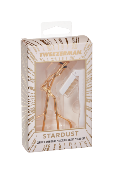 Tweezerman Lash Set Stardust, limitovaná edice zlatých kleštiček na řasy a hřebínku