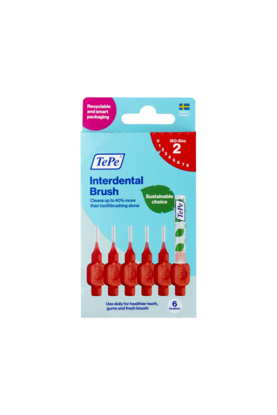 TePe Original mezizubní kartáčky z bioplastu 0,5 mm, červené, 6 ks, krabička