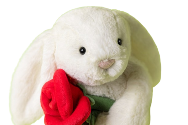 Jellycat Krémový králíček s růžičkou