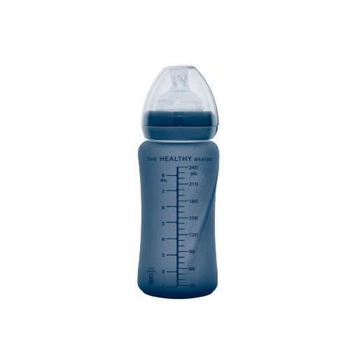 Everyday Baby skleněná láhev s termo senzorem 240 ml, Blueberry