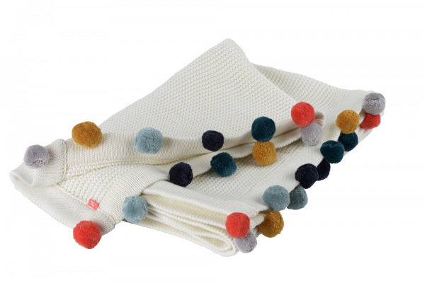 Kikadu bílá deka s bambulkami