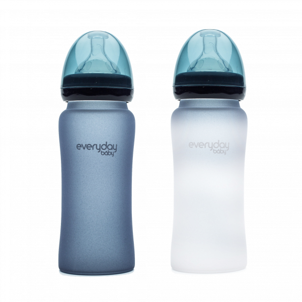 Everyday Baby skleněná láhev s termo senzorem, 300 ml, tmavě modrá