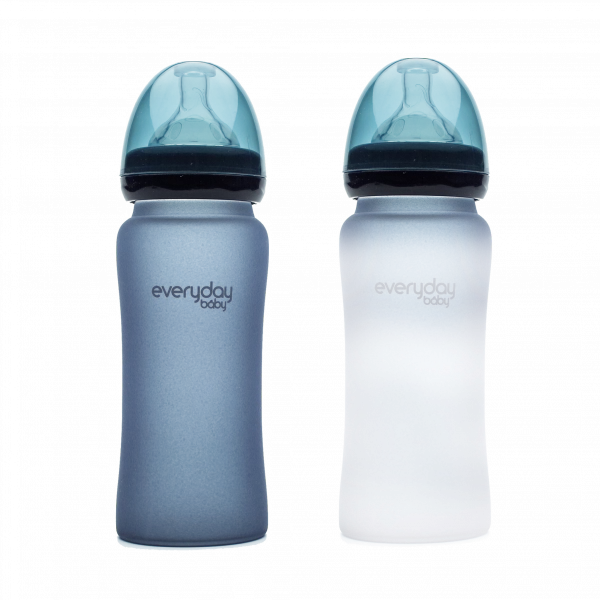 Everyday Baby skleněná láhev s termo senzorem, 300 ml, tmavě modrá