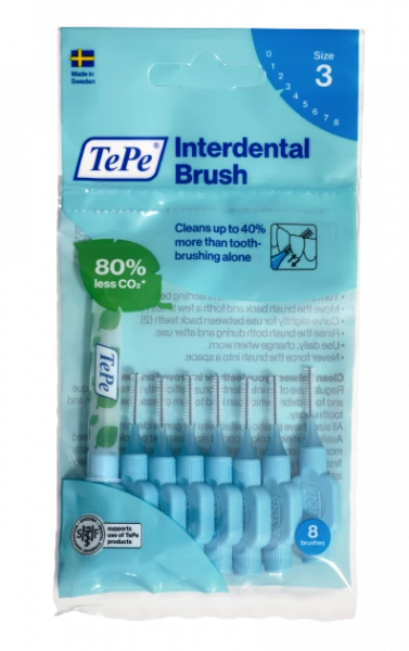 TePe Original mezizubní kartáčky z bioplastu 0,6 mm, modré, 8 ks