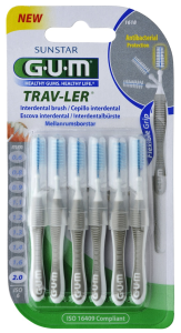 GUM TRAV-LER mezizubní kartáček s chlorhexidinem, cylindrický, ISO 6, 2,0 mm, 6 ks