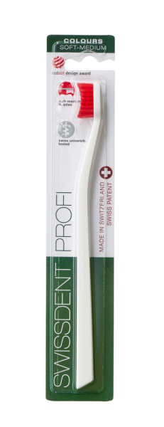 SWISSDENT COLOURS zubní kartáček, Soft-Medium, bílý