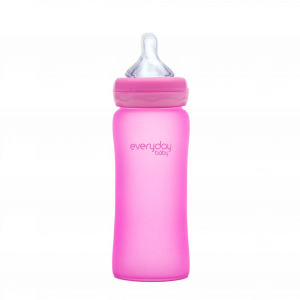 Everyday Baby skleněná láhev s termo senzorem, 300 ml, růžová