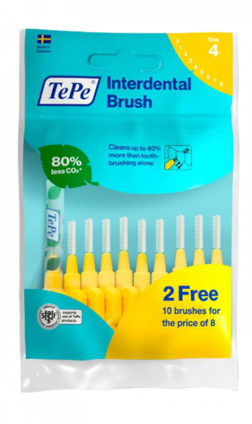 TePe Original mezizubní kartáčky z bioplastu 0,7 mm, žluté, 8+2 ks zdarma