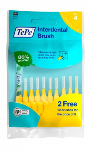 TePe Original mezizubní kartáčky z bioplastu 0,7 mm, žluté, 8+2 ks zdarma