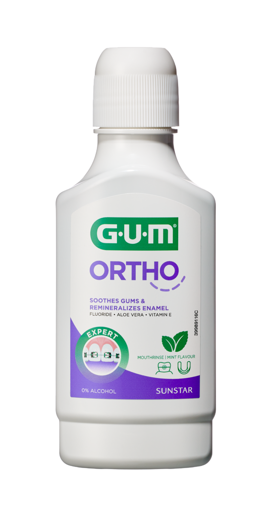 GUM Ortho ústní voda (výplach) pro zuby s rovnátky CPC 0,05 %, 300 ml