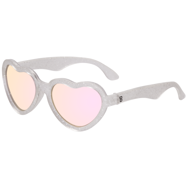 BABIATORS Hearts Silver Shimmer, sluneční brýle stříbrné třpytky, 0-2 roky
